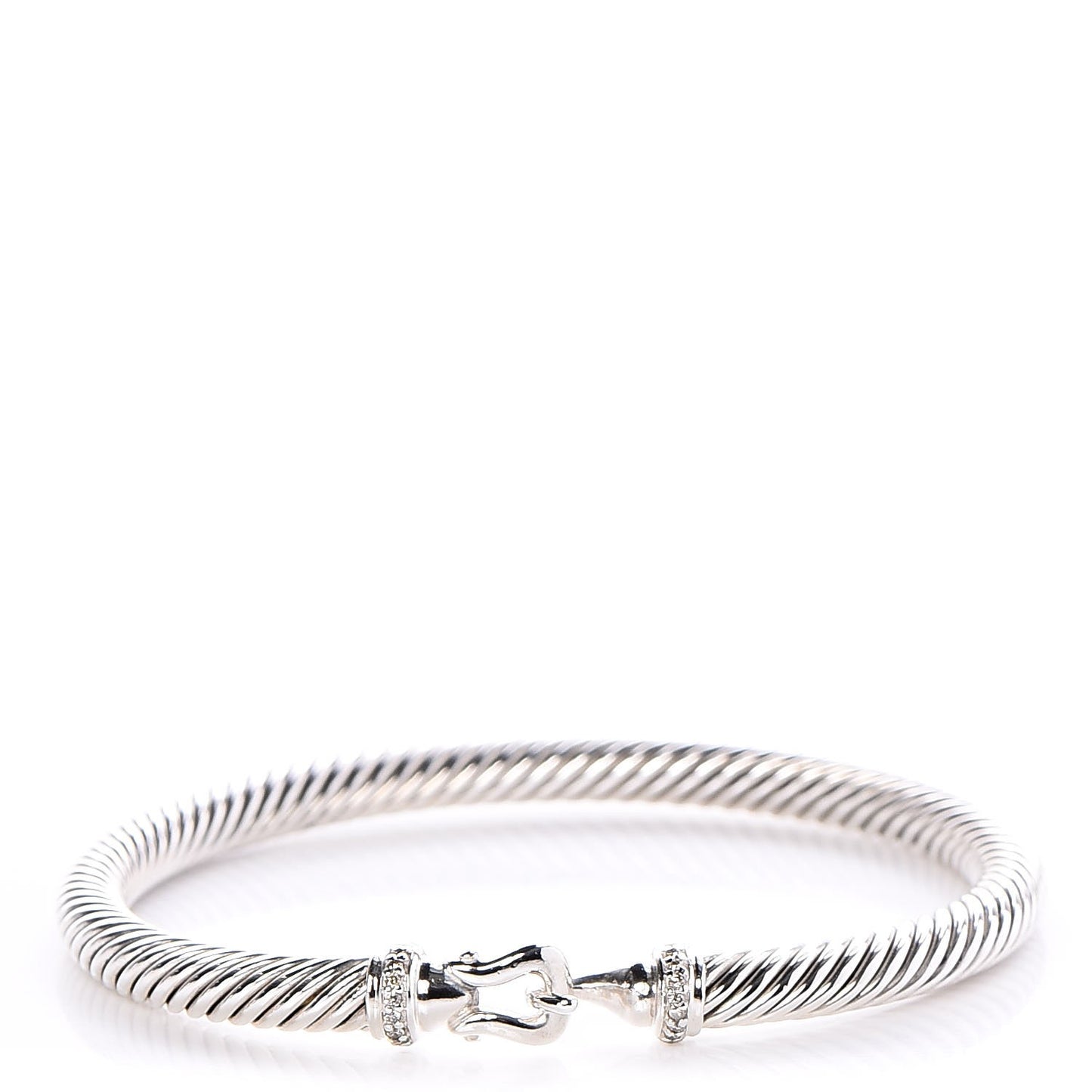 Sterling Silver Diamond 5mm Cable Buckle Bracelet