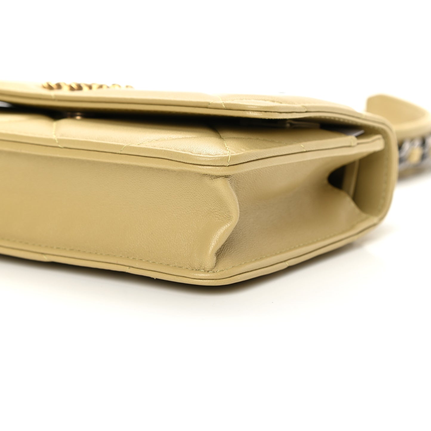 Lambskin Quilted Chanel 19 Wallet On Chain WOC Light Green