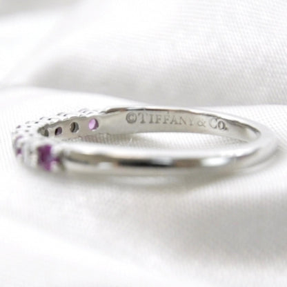 Tiffany Platinum Diamond Pink Sapphire Ring 6 4 of 5