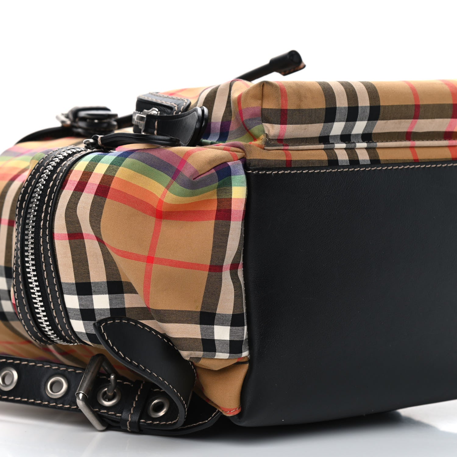 Burberry Vintage Rainbow Check Medium Rucksack Backpack Antique Yellow 8 of 9