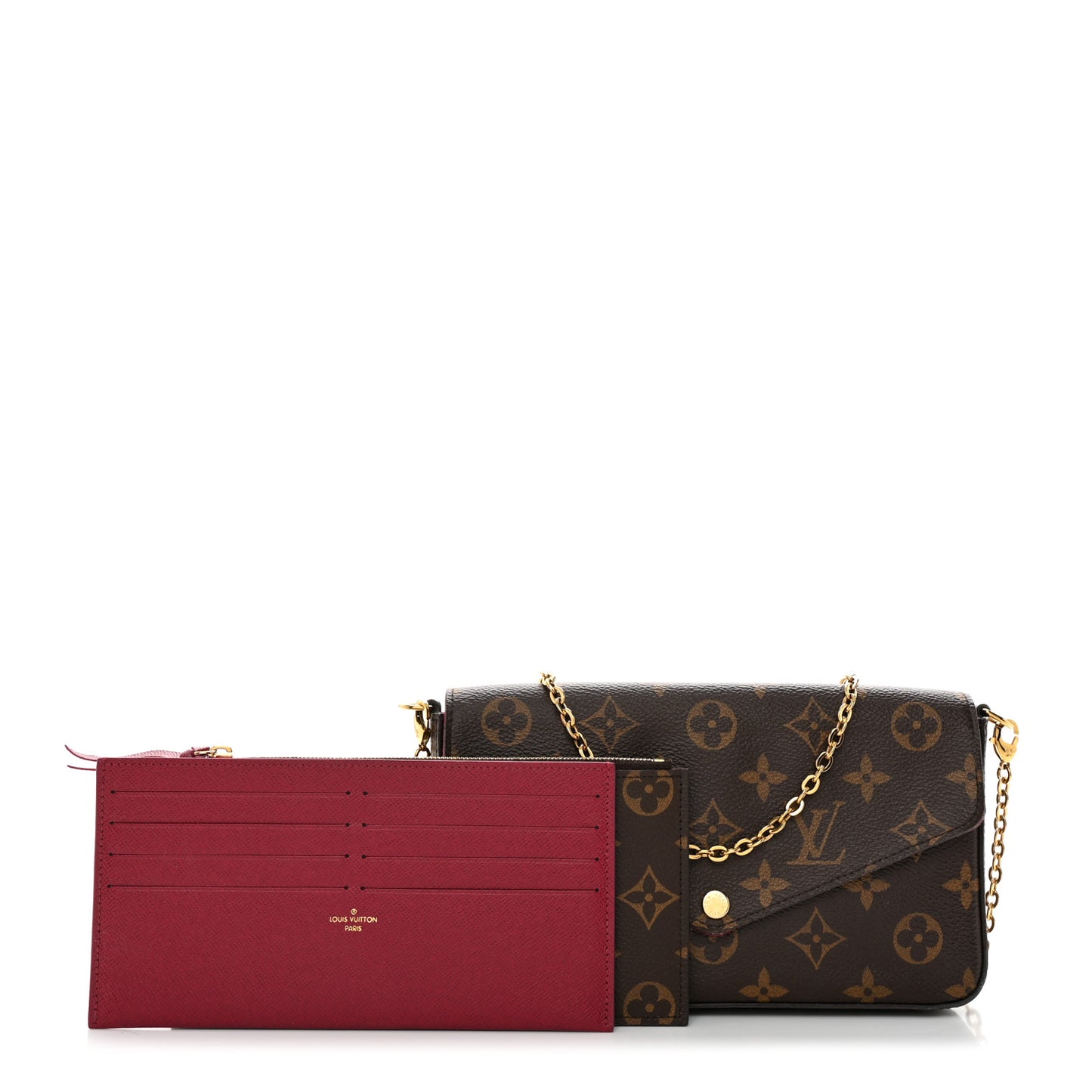 Monogram Pochette Felicie Chain Wallet Fuchsia