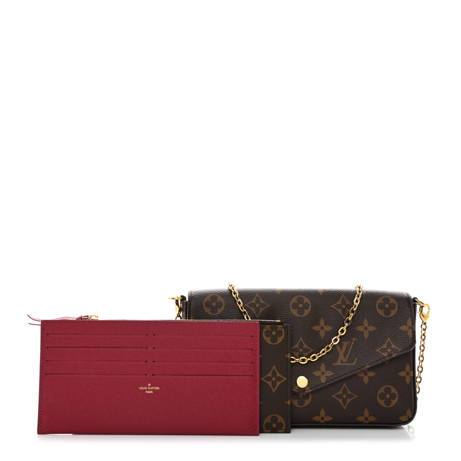 Louis Vuitton Monogram Pochette Felicie Chain Wallet Fuchsia 1 of 10