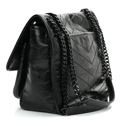 Saint Laurent Crinkled Calfskin Matelasse Monogram Medium Niki Chain Satchel Black 3 of 9