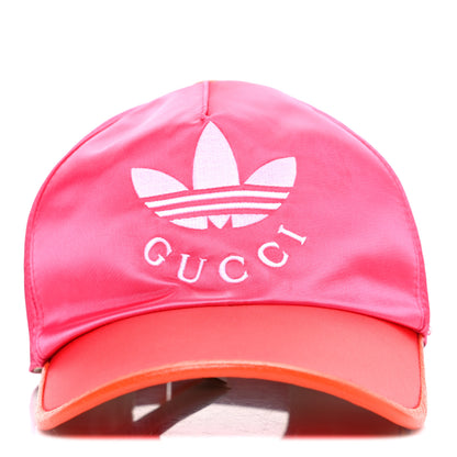 Gucci X ADIDAS Satin Trefoil Logo MC Rolly Baseball Hat Fuxia Red 3 of 8