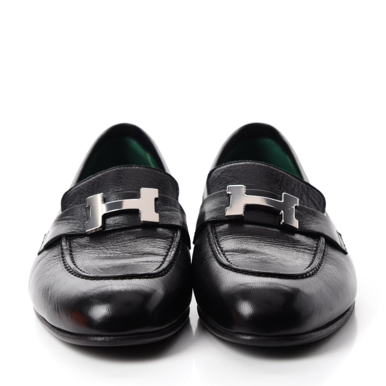 Hermes Goatskin Womens Paris Loafers 37 Black 2 of 8