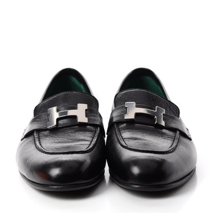 Hermes Goatskin Womens Paris Loafers 37 Black 2 of 8