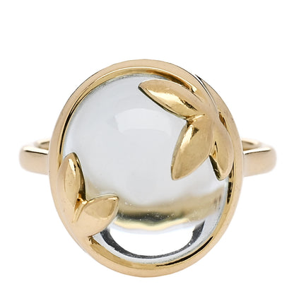Tiffany 18K Yellow Gold Blue Topaz Paloma Picasso Olive Leaf Ring 49 5 1 of 8