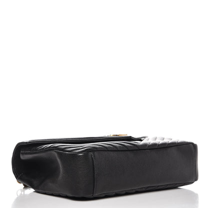 Saint Laurent Sheepskin Matelasse Chevron Monogram Large College Satchel Black 4 of 8