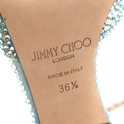 Jimmy Choo Satin Crystal Saeda 100 Pumps 36.5 Turquoise 7 of 10