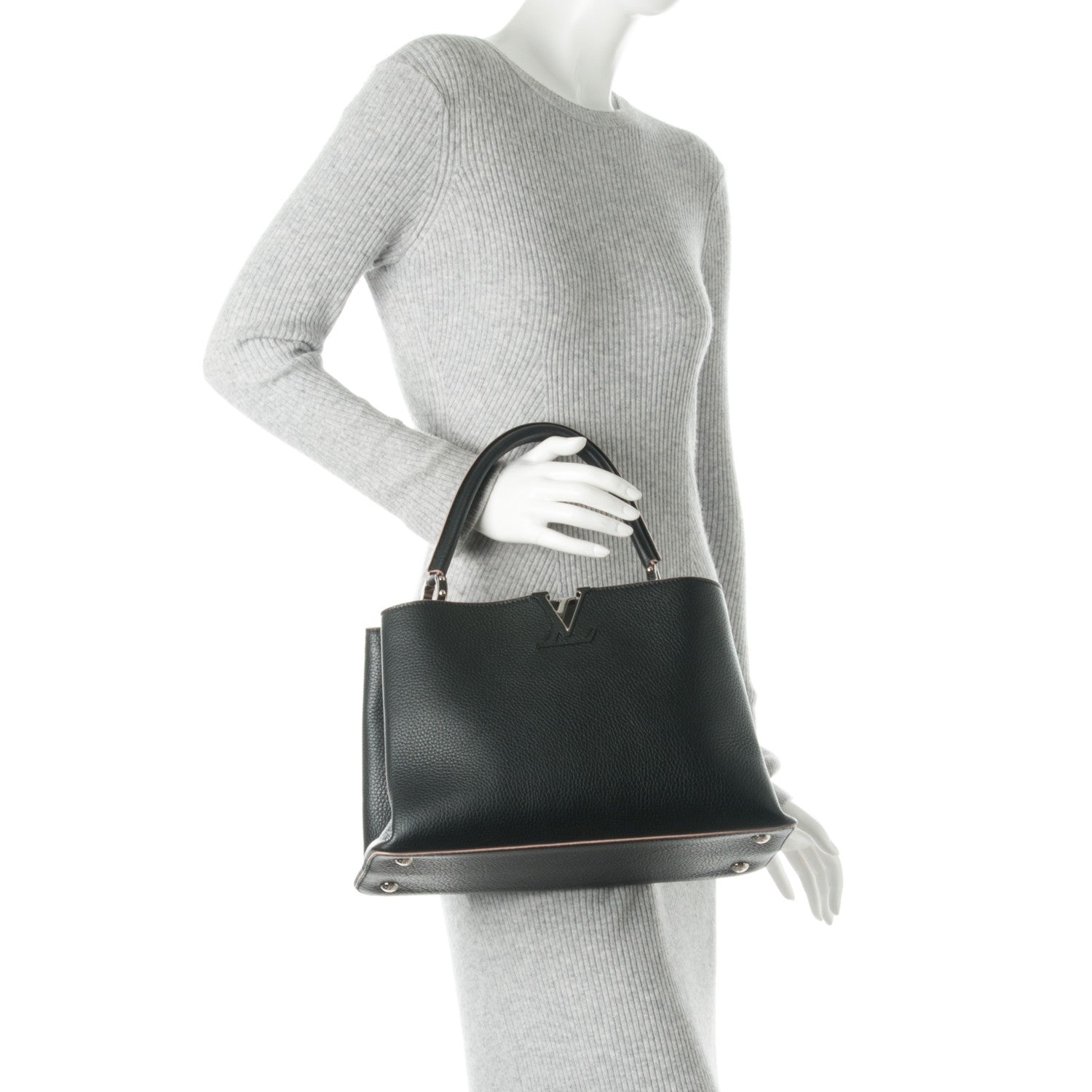 Louis Vuitton Taurillon Capucines MM Black Petale 2 of 11