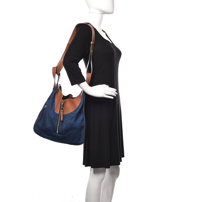 Loewe Calfskin Denim Medium Hammock Shoulder Bag Multitone Tan 2 of 10