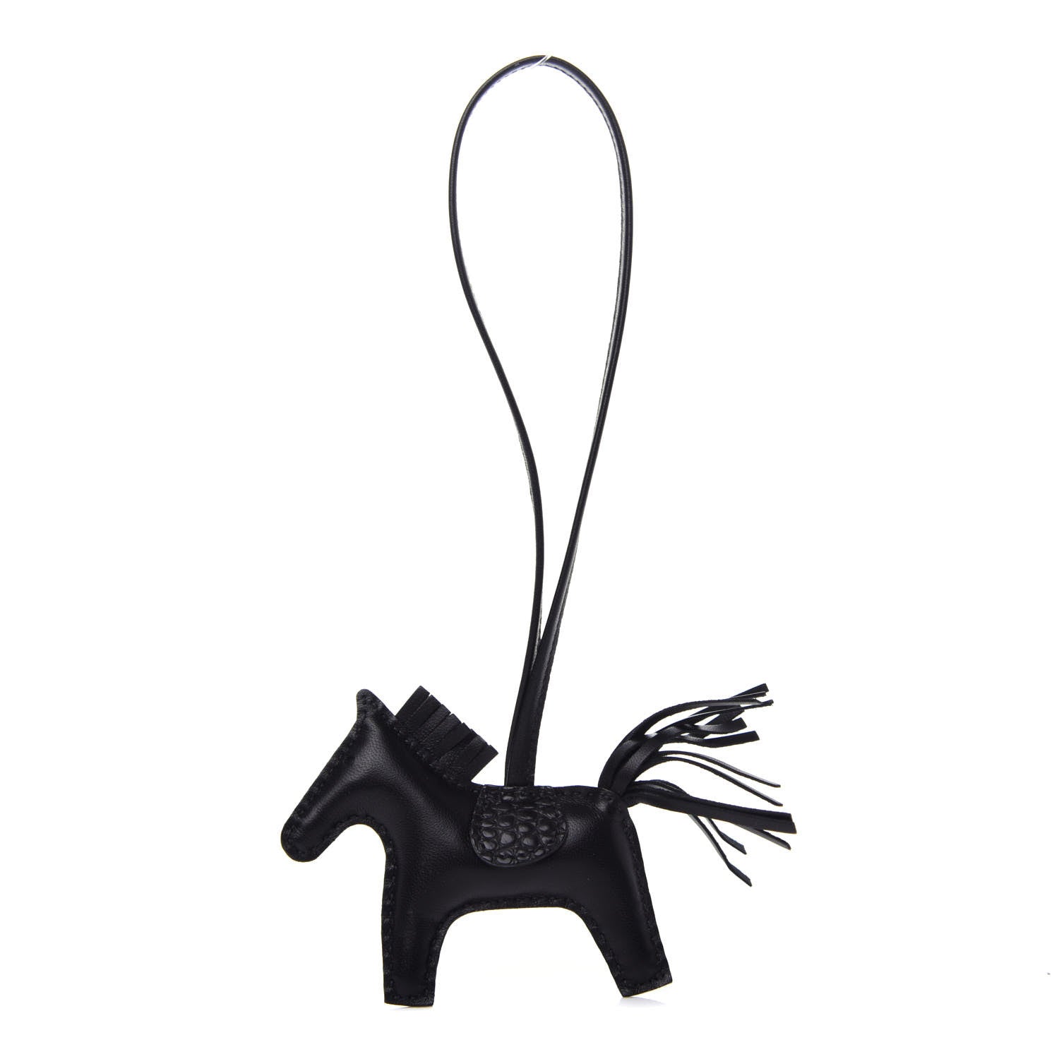 Hermes Milo Lambskin Matte Alligator Touch Grigri Rodeo Horse Bag Charm PM So Black 1 of 4