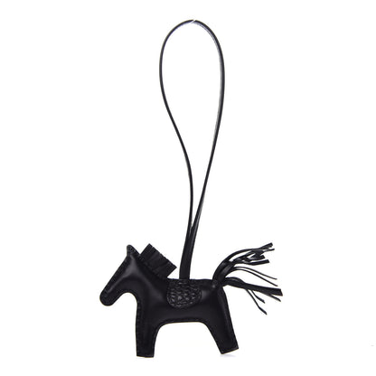 Hermes Milo Lambskin Matte Alligator Touch Grigri Rodeo Horse Bag Charm PM So Black 1 of 4