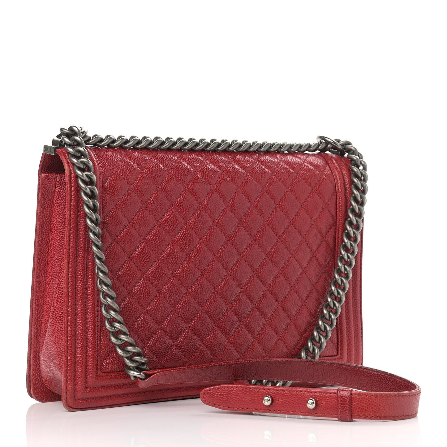 Caviar Quilted Large Boy Flap Dark Red