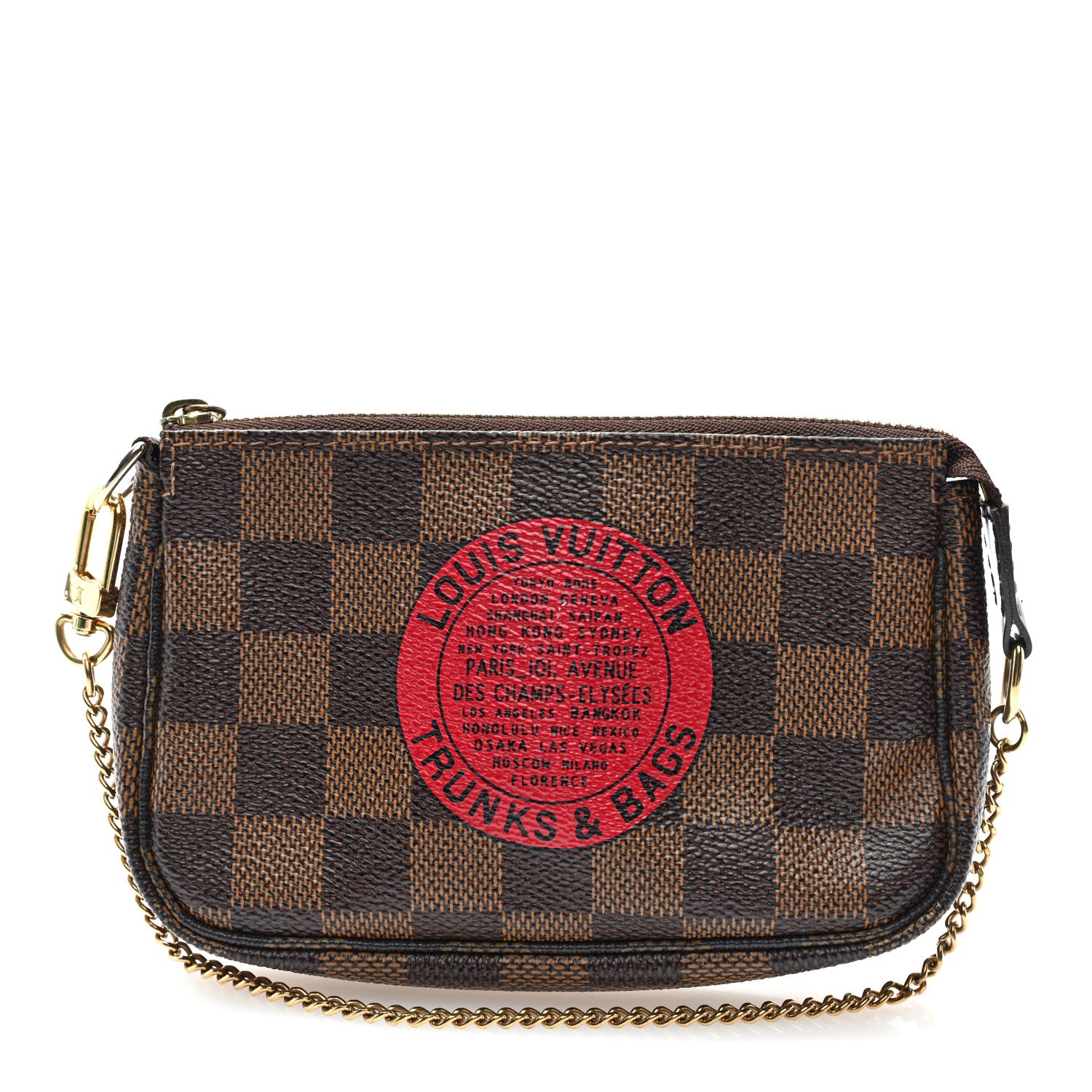 Louis Vuitton Damier Ebene Complice Trunks and Bags Mini Pochette Accessories Red 1 of 8