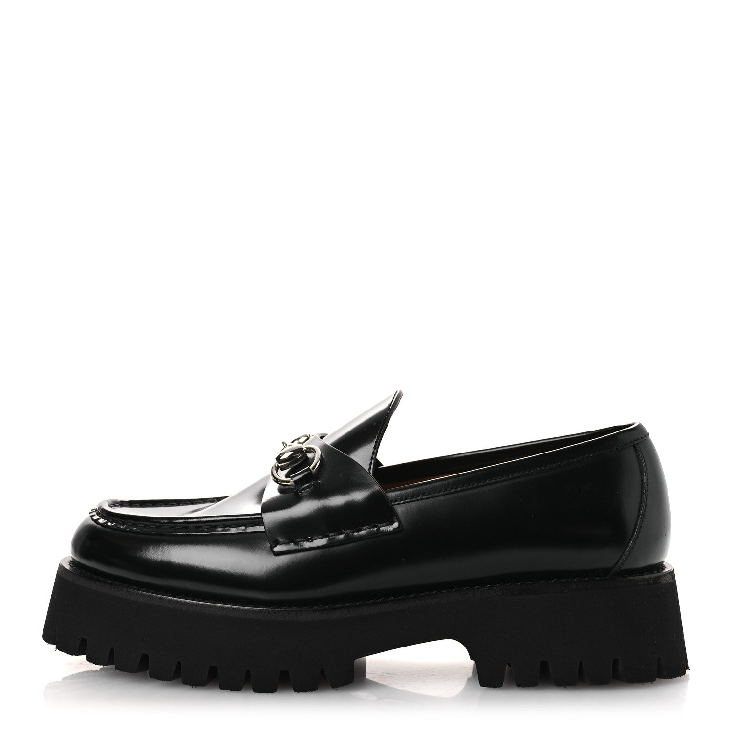 Gucci Cordovan Lux Womens Horsebit 45mm Platform Loafers 38.5 Black 1 of 12