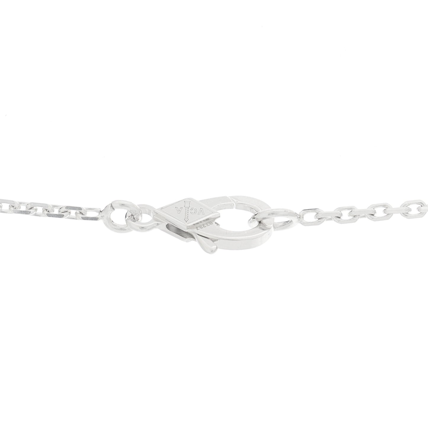 18K White Rose Gold Diamond Guilloche Vintage Alhambra Pendant Necklace