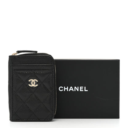 Chanel Caviar Quilted Zip Card Holder Black 8 of 8