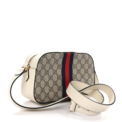 Gucci GG Supreme Monogram Textured Calfskin Web Small Ophidia Camera Bag Beige Ebony Mystic White 3 of 11