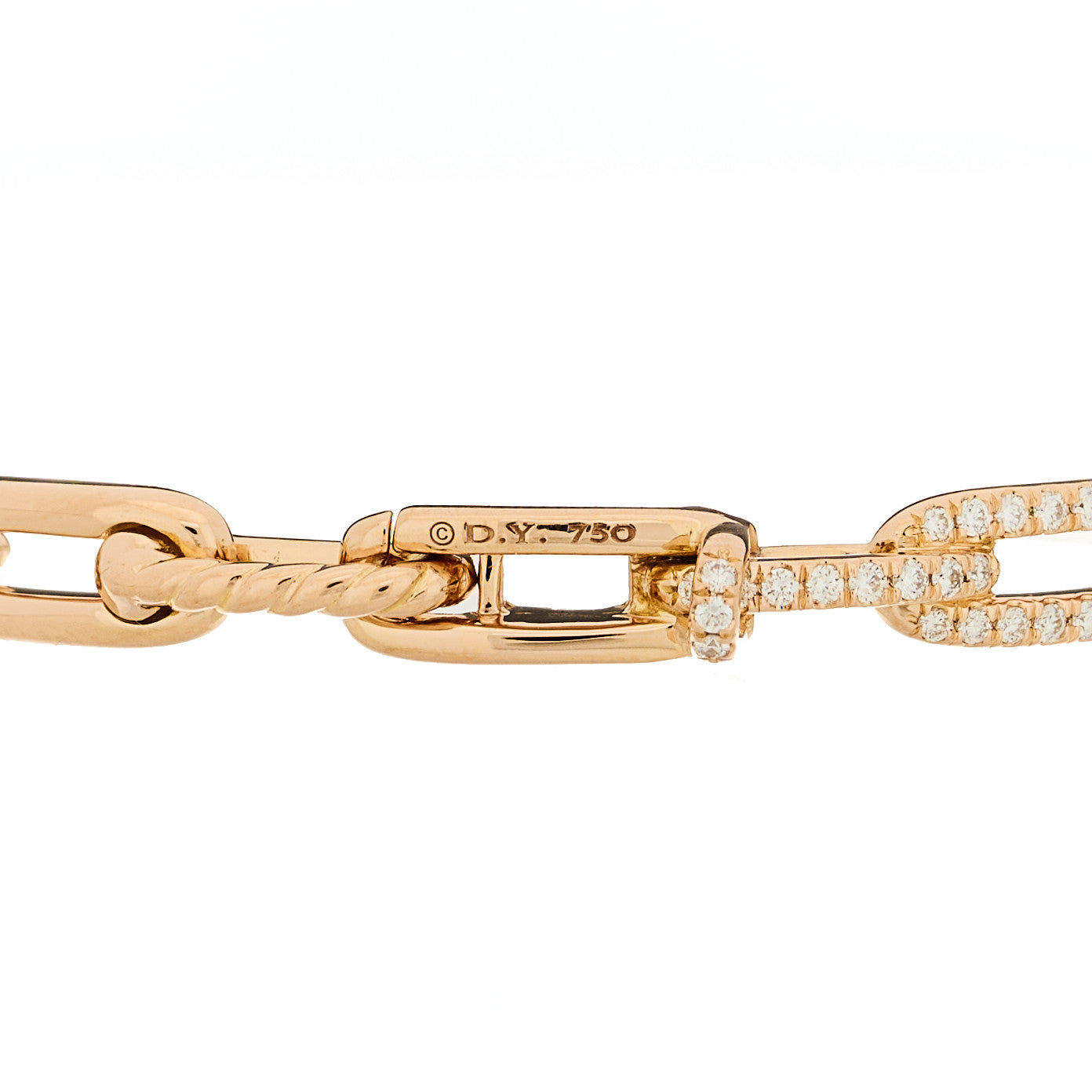 18K Rose Gold Diamond 4mm Stax Chain Link Bracelet
