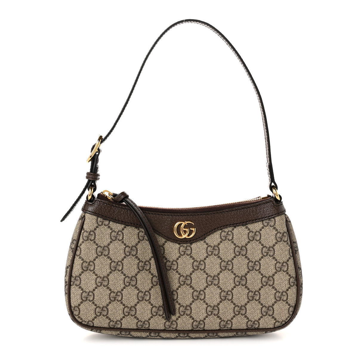 GG Supreme Monogram Textured Dollar Calfskin Small Ophidia Hobo Beige Ebony New Acero