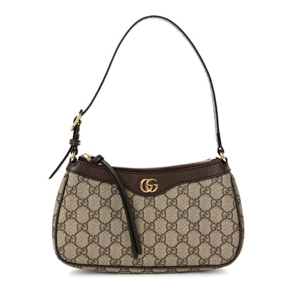 Gucci GG Supreme Monogram Textured Dollar Calfskin Small Ophidia Hobo Beige Ebony New Acero 1 of 10