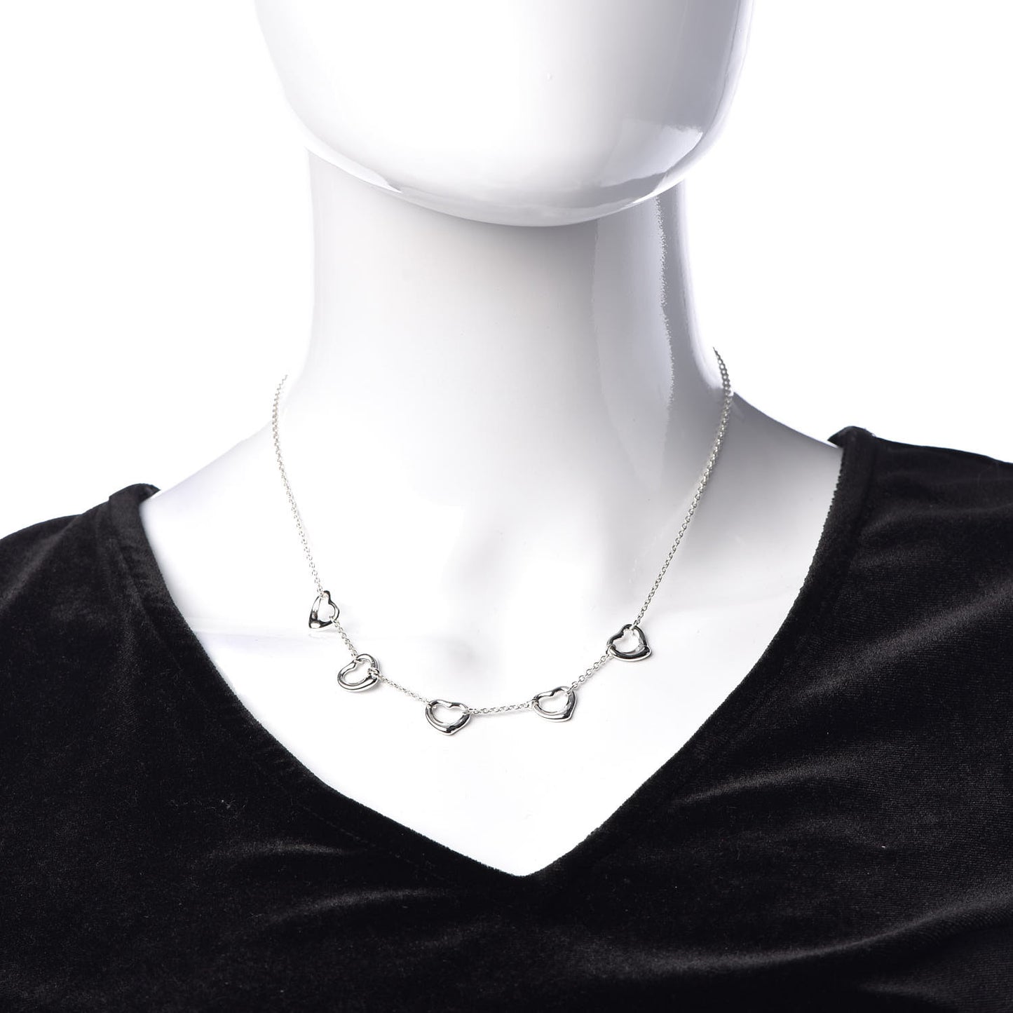 Sterling Silver Elsa Peretti 5 Open Hearts Necklace