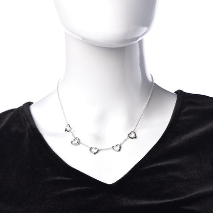 Tiffany Sterling Silver Elsa Peretti 5 Open Hearts Necklace 2 of 9