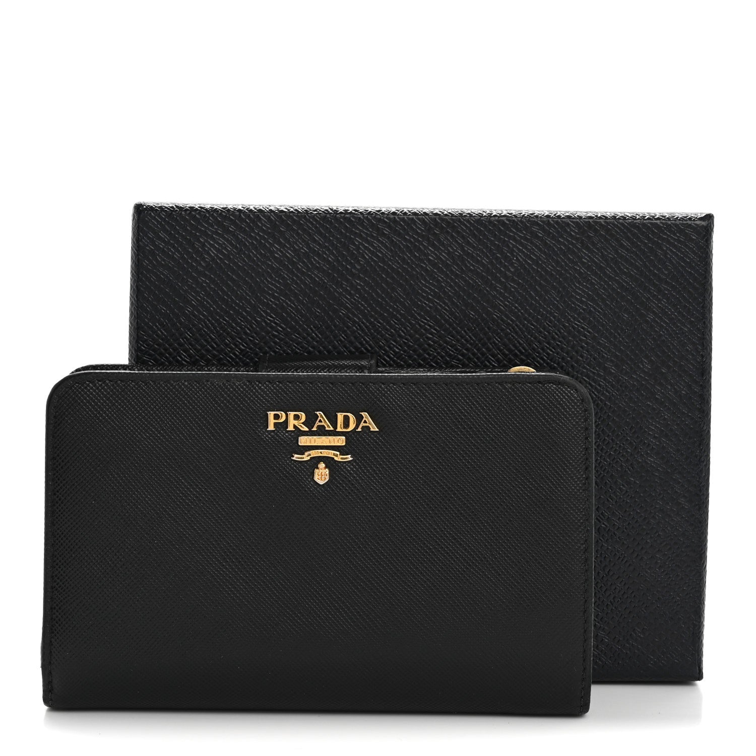 Prada Saffiano Metal Compact Wallet Black 15 of 15