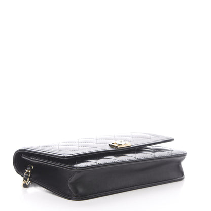 Chanel Patent Calfskin Quilted Boy Wallet On Chain WOC Black 4 of 11
