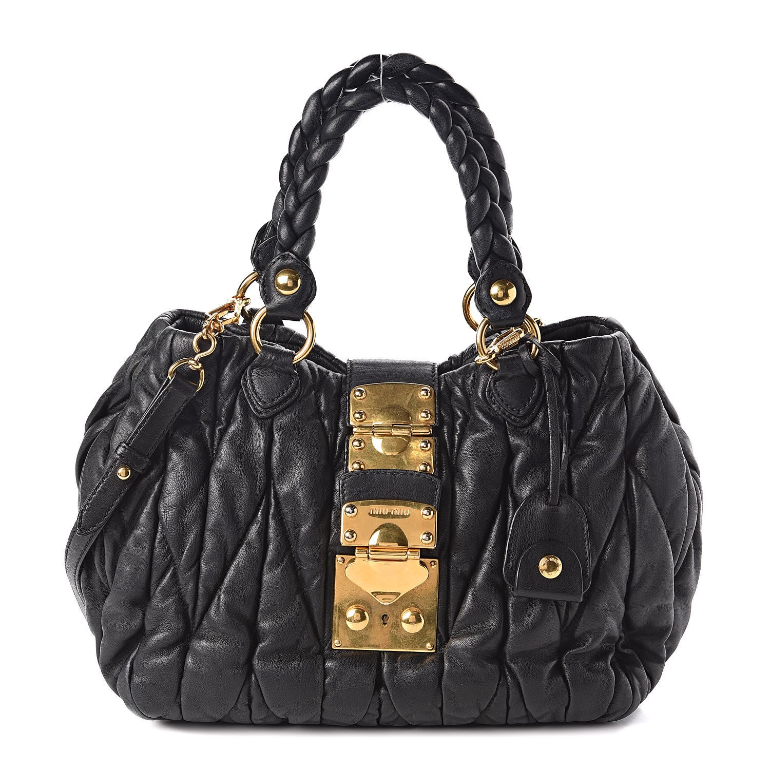 Miu Miu Nappa Matelasse Top Handle Satchel Black 1 of 10