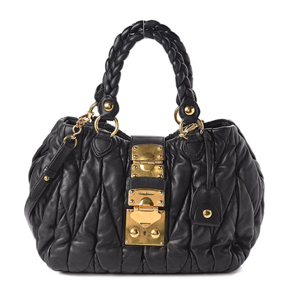 Miu Miu Nappa Matelasse Top Handle Satchel Black 1 of 10