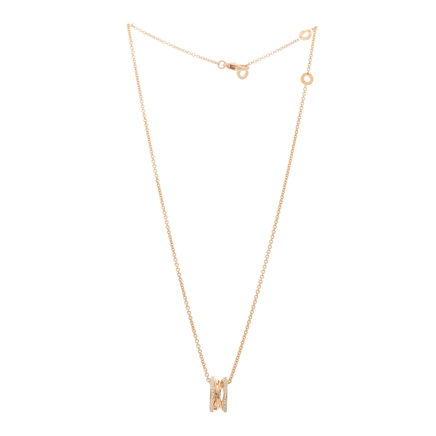 18K Rose Gold Diamond B.Zero1 Open Legends Pendant Necklace