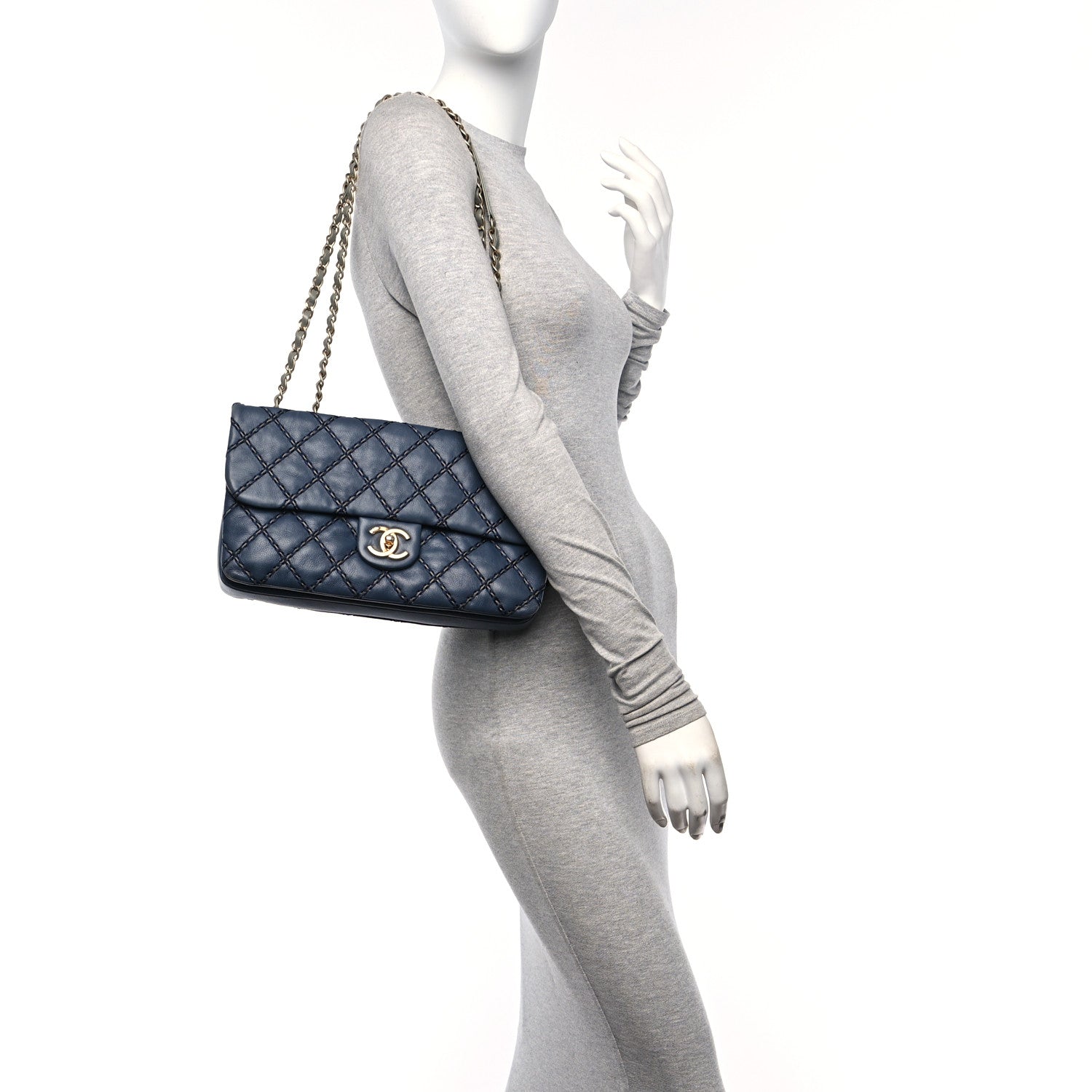 Chanel Calfskin Quilted Chic Stitch Flap Blue 3 of 11