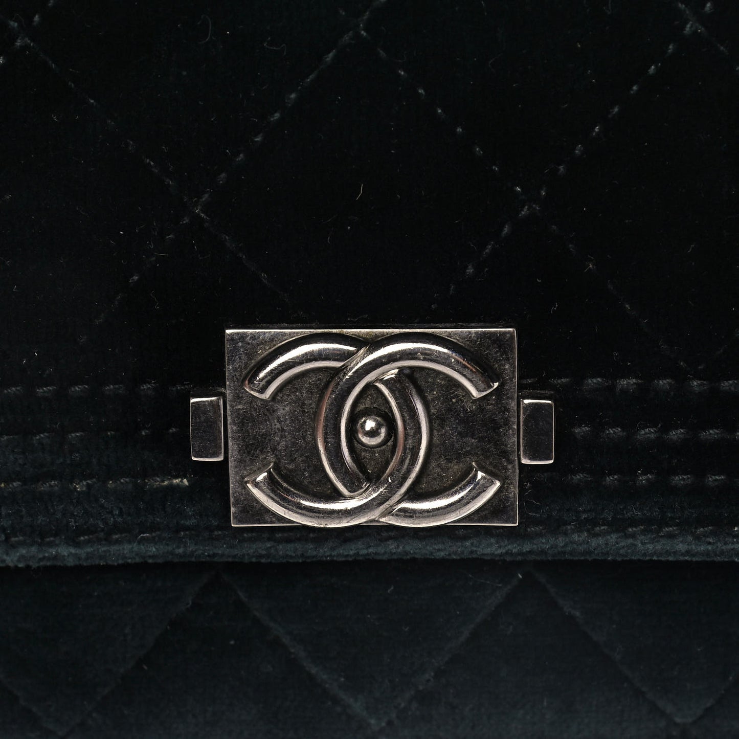 Velvet Quilted Boy Wallet On Chain WOC Black