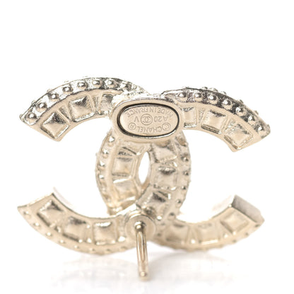 Chanel Crystal Timeless CC Earrings Light Gold 4 of 4