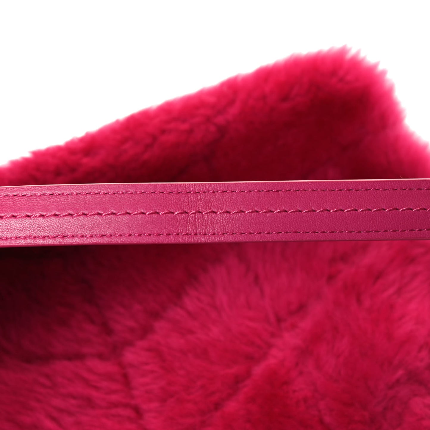 Merino Shearling Lambskin Quilted Small Loulou Puffer Monogram Chain Satchel Fuchsia
