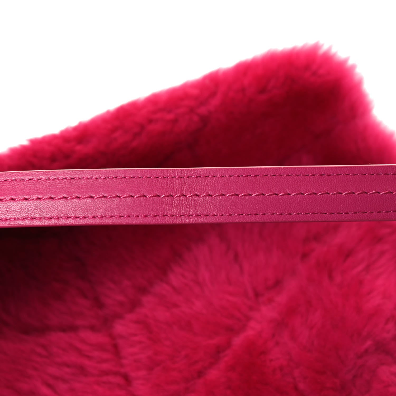Saint Laurent Merino Shearling Lambskin Quilted Small Loulou Puffer Monogram Chain Satchel Fuchsia 15 of 15