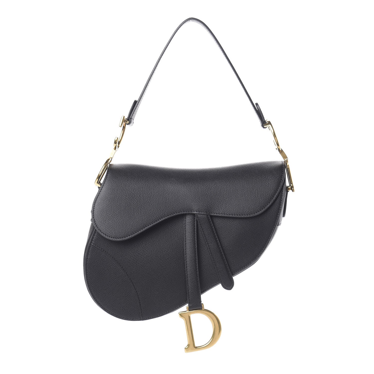 Christian Dior Grained Calfskin Saddle Bag Black 1 of 8