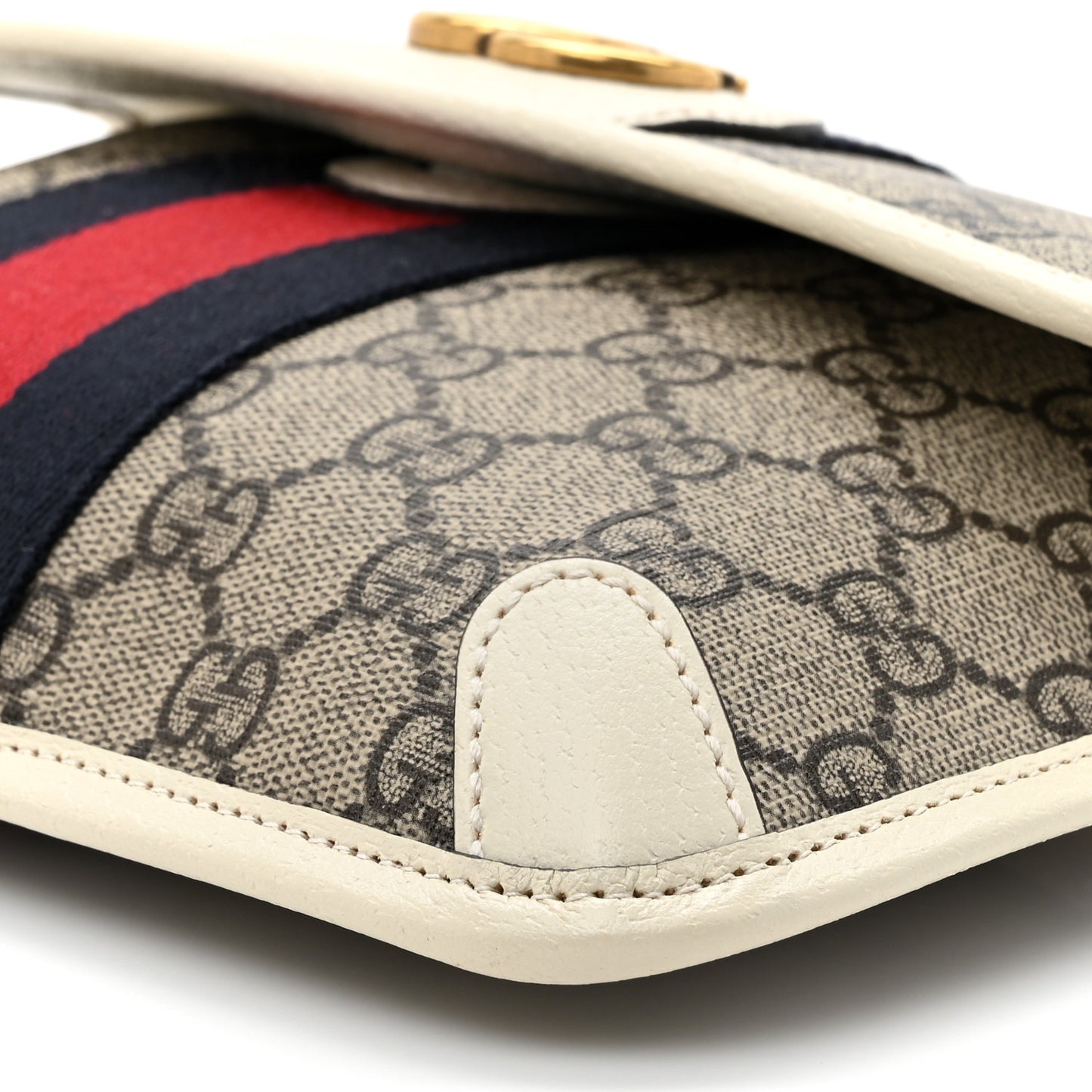 GG Supreme Monogram Web Small Ophidia Belt Bag 100 40 Beige Ebony White