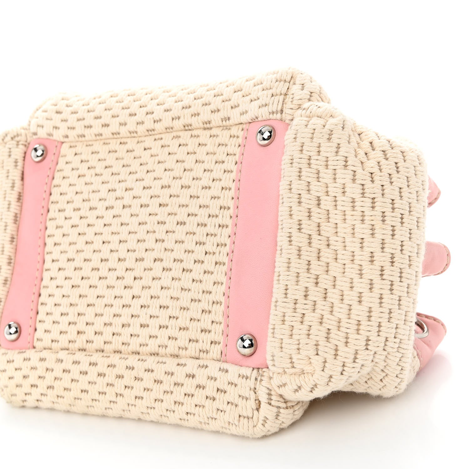 Chanel Canvas Woven Lambskin Lax Accordion Hobo Pink 9 of 9