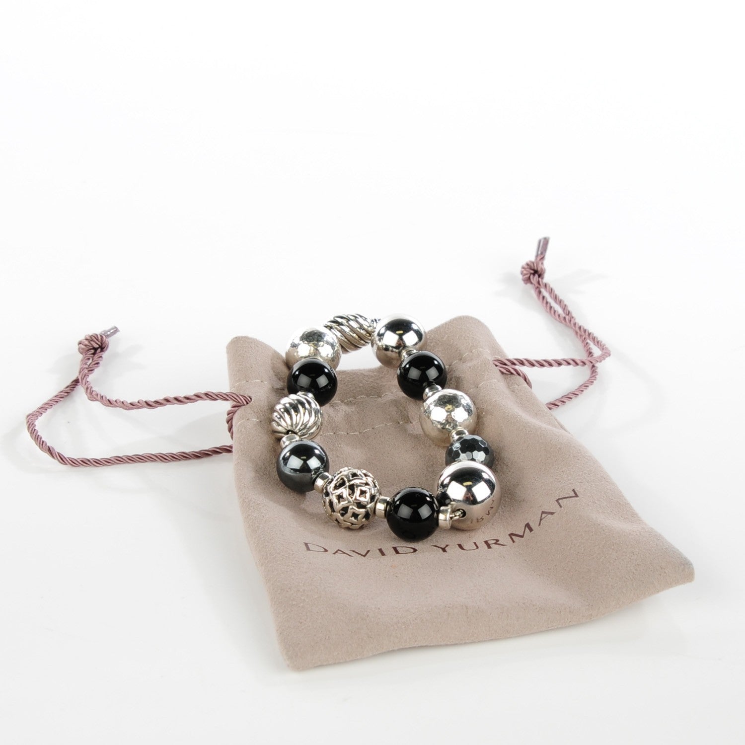 David Yurman Sterling Silver Black Onyx Hematine 14mm Elements Bracelet 6 of 6