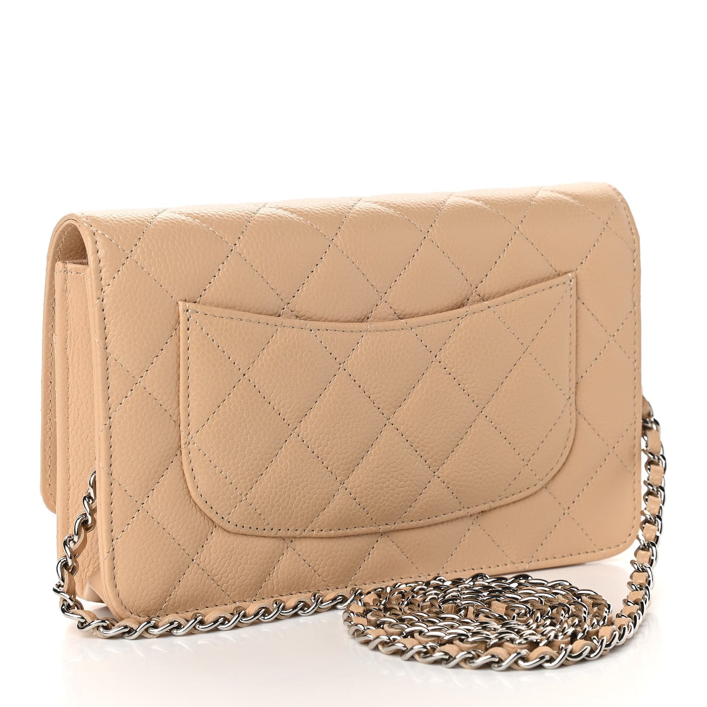 Caviar Quilted Wallet On Chain WOC Beige