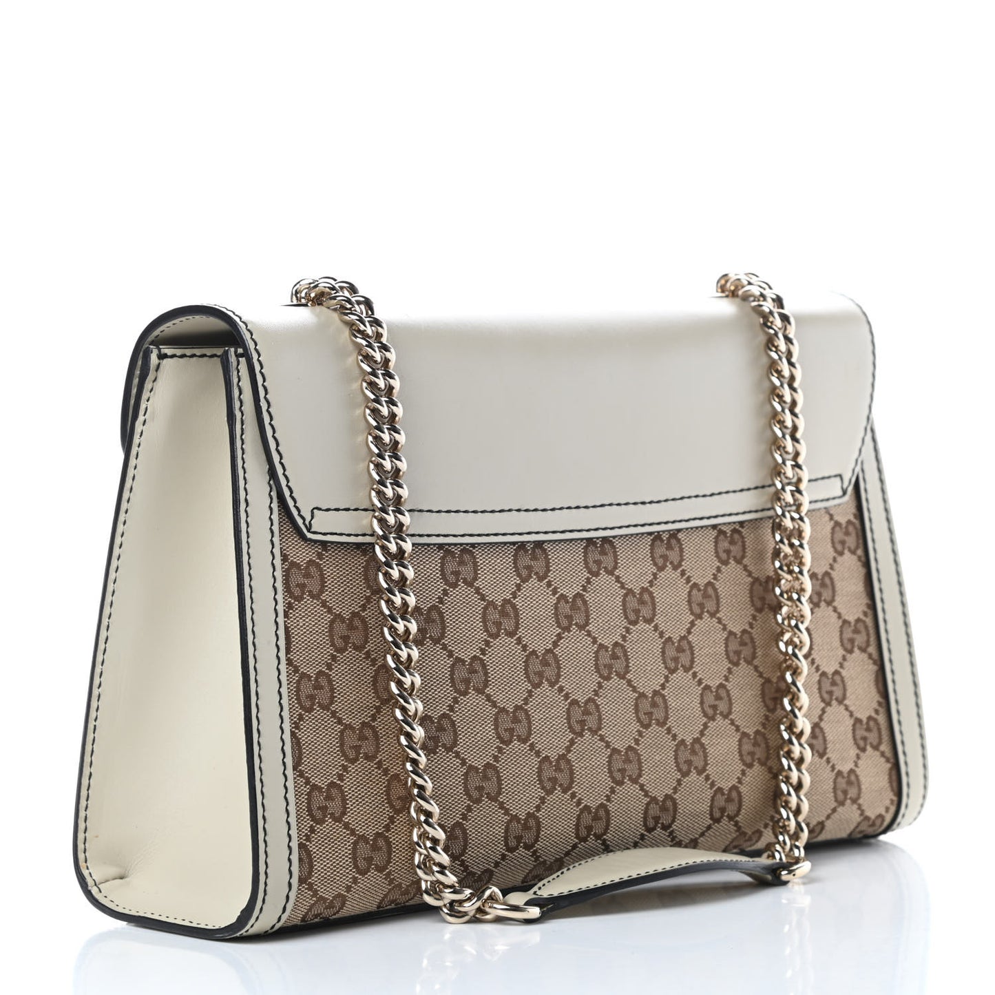 Monogram Margaux Calfskin Medium Emily Chain Shoulder Bag Beige Ebony Mystic White