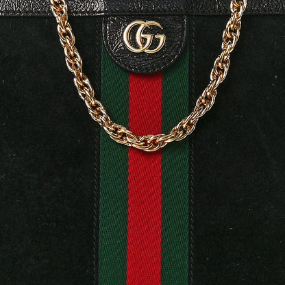 Gucci Suede Patent GG Web Medium Ophidia Chain Shoulder Bag Black 9 of 12