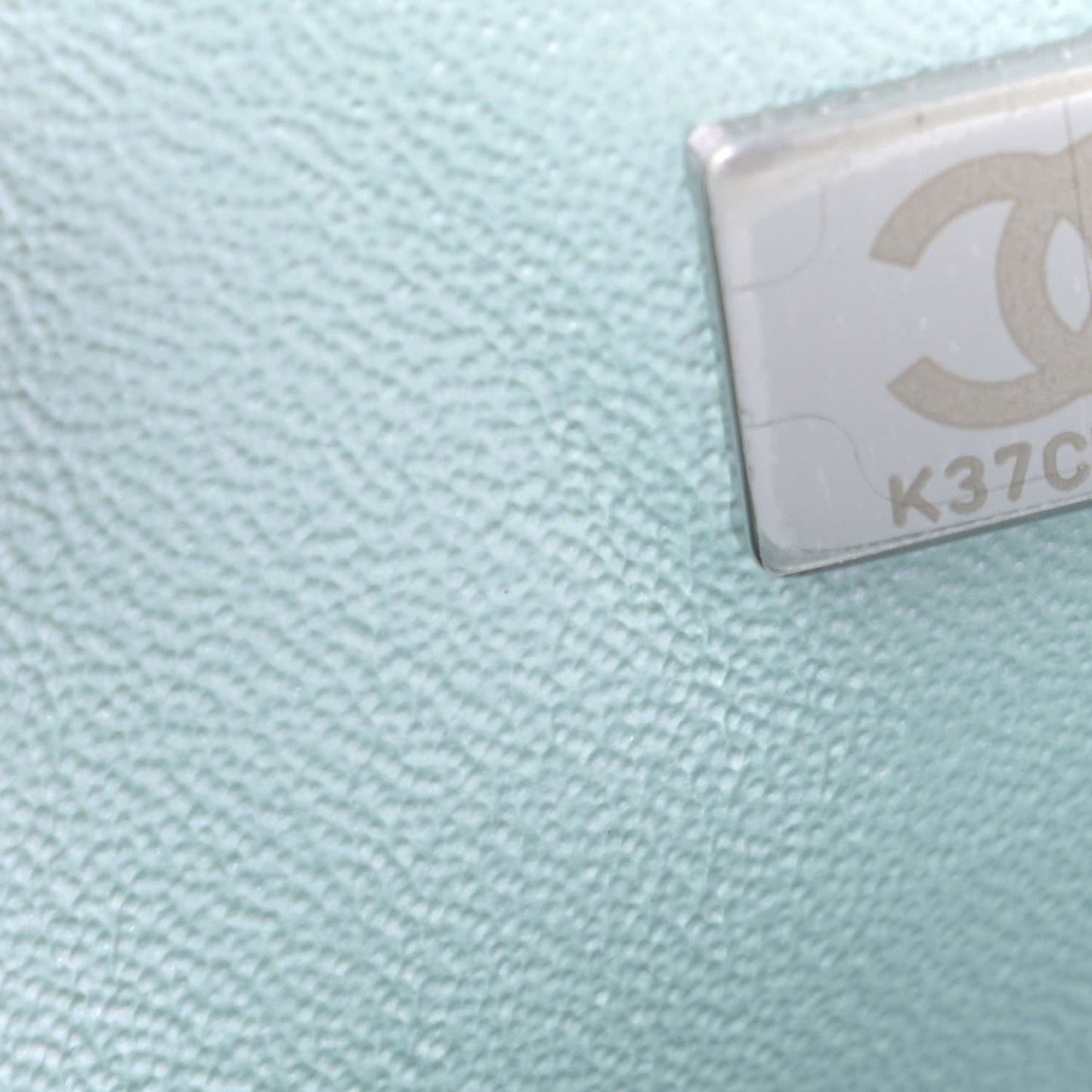 Iridescent Lambskin Quilted Mini Square Flap Light Blue