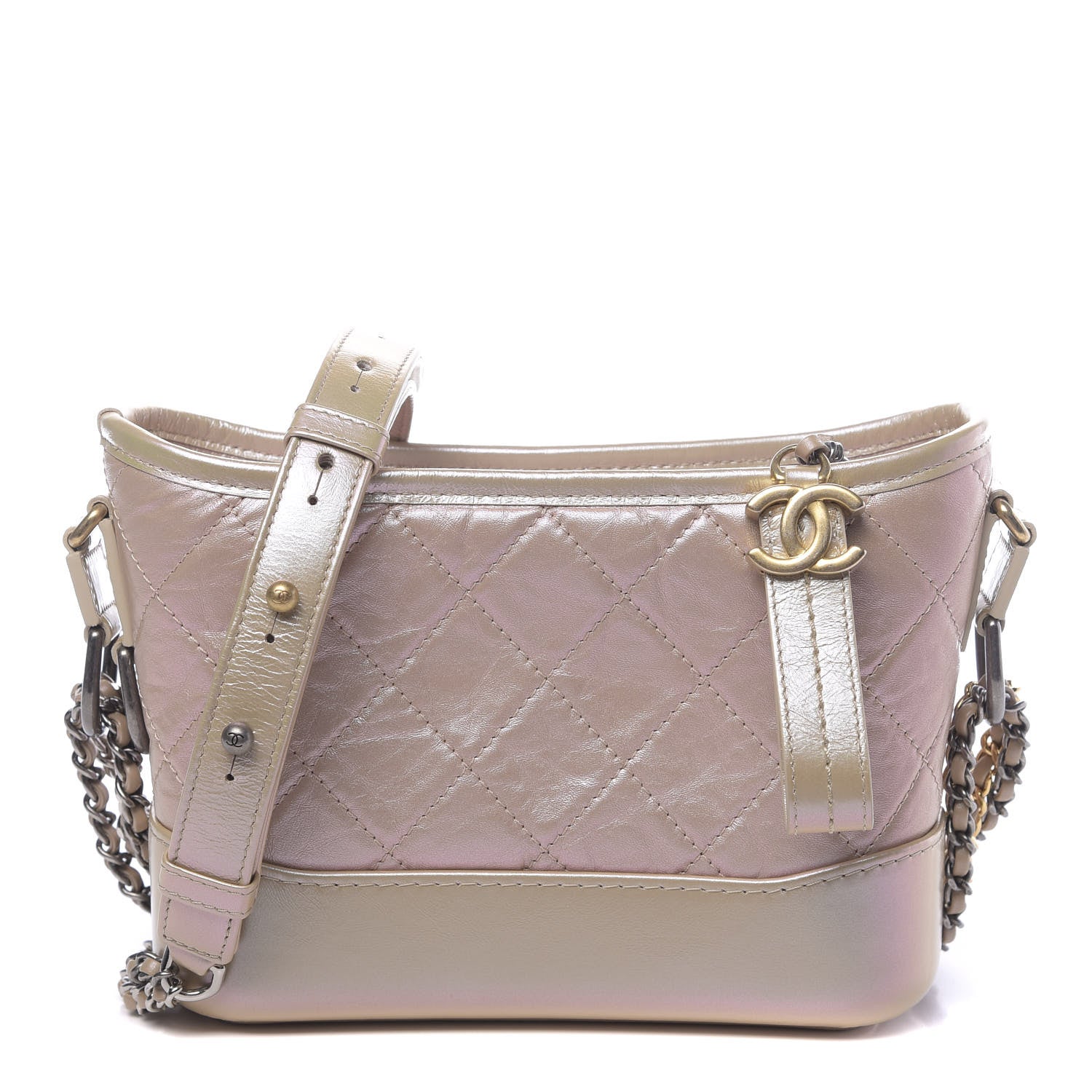 Chanel Iridescent Aged Calfskin Quilted Small Gabrielle Hobo Light Pink 1 of 10