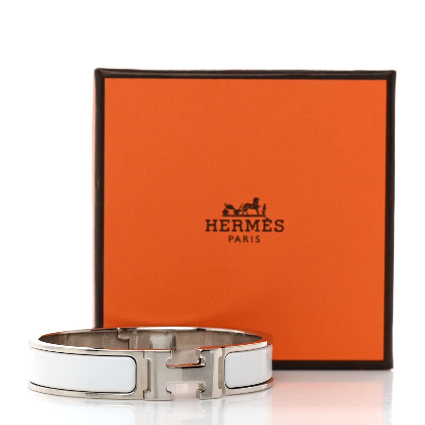 Enamel Narrow Clic Clac H Bracelet PM White