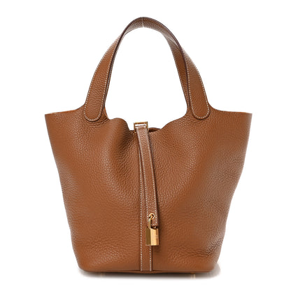 Hermes Taurillon Clemence Picotin Lock 22 MM Gold 1 of 13