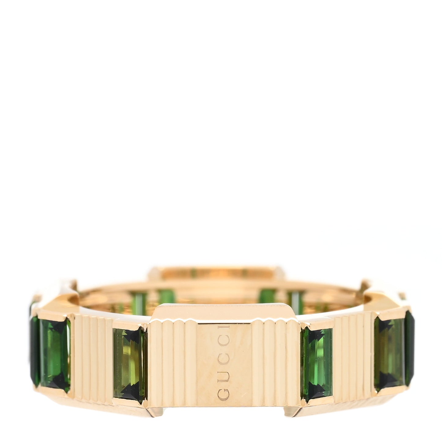 18K Yellow Gold Green Tourmaline 7mm Link to Love Ring 51 5.75
